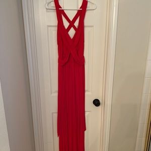 Red maxi maternity dress, Large